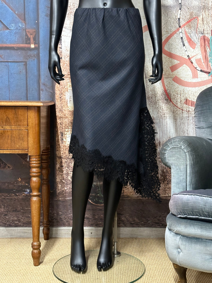 Asymmetrischer Rock mit Karos und Spitze (36 ➡️ 42)MADE IN 🇮🇹
