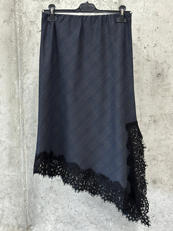 Asymmetrischer Rock mit Karos und Spitze (36 ➡️ 42)MADE IN 🇮🇹