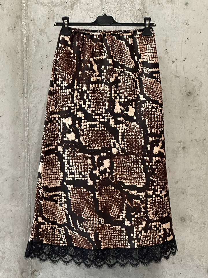 Satinrock aus Spitze mit "Python"-Print in braun, schwarz & champagner (34/38) MADE IN 🇮🇹