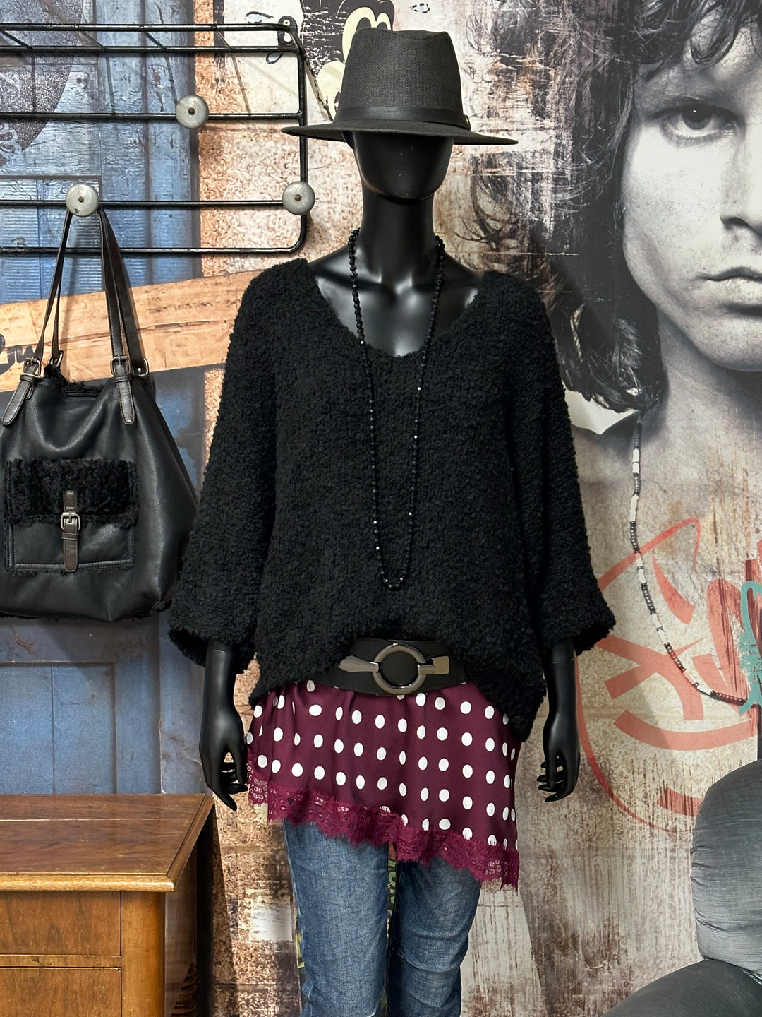 Asymmetrisches gepunktetes Caraco aus Seide & Viskose (42/46) MADE IN 🇮🇹