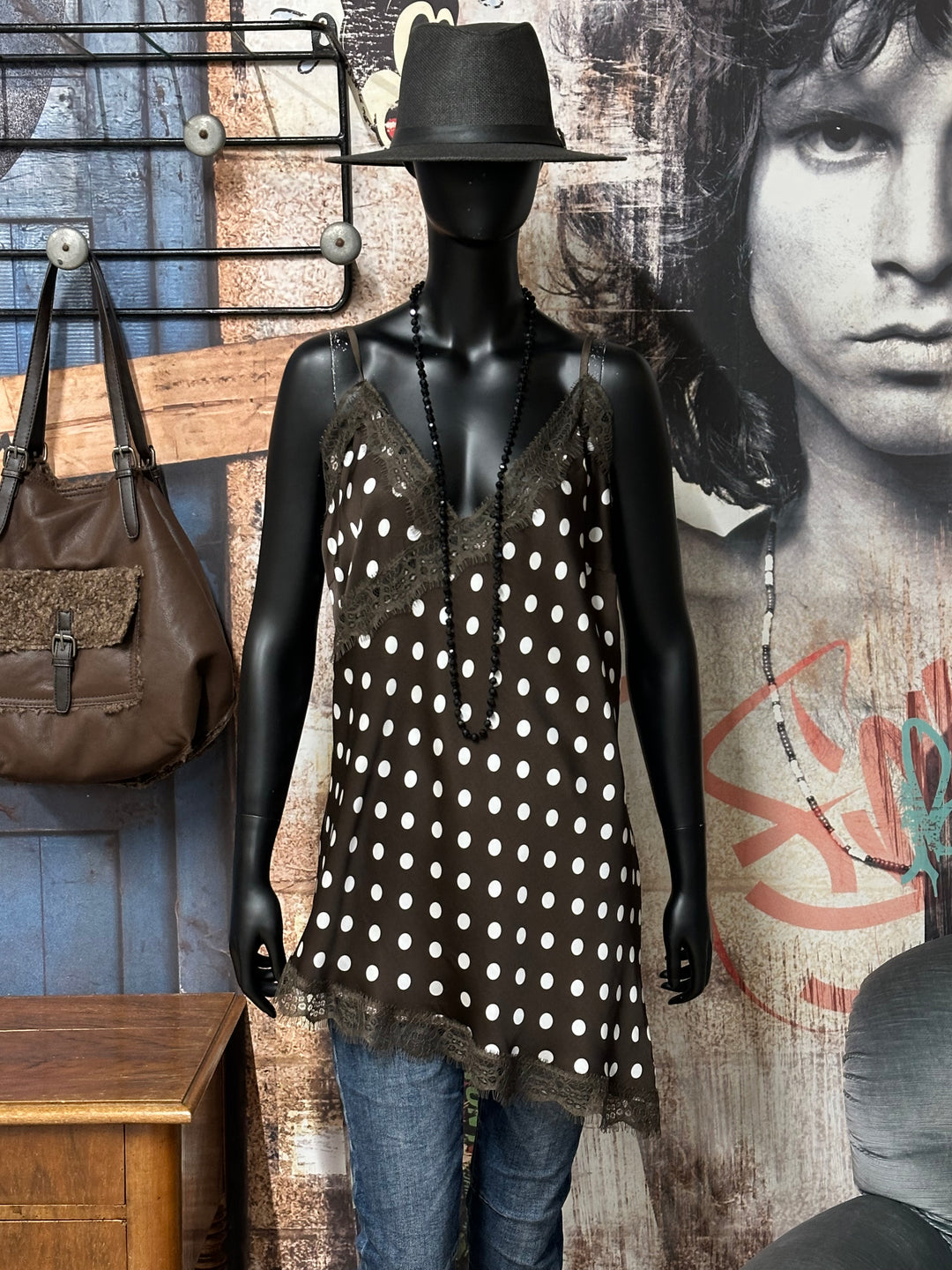 Asymmetrisches gepunktetes Caraco aus Seide & Viskose (42/46) MADE IN 🇮🇹