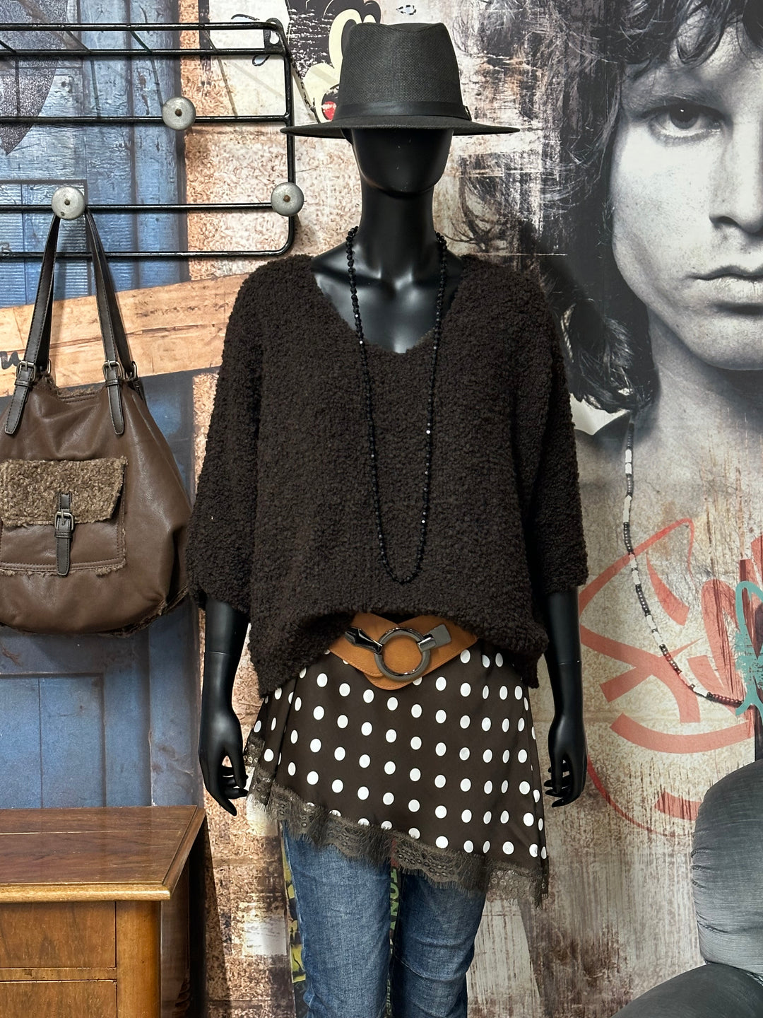 Asymmetrisches gepunktetes Caraco aus Seide & Viskose (42/46) MADE IN 🇮🇹