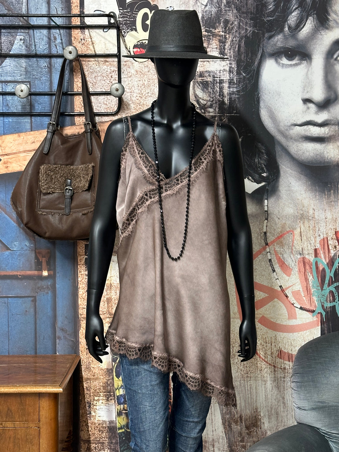 Asymmetrisches einfarbiges Caraco aus Seide & Viskose (42/46) MADE IN 🇮🇹