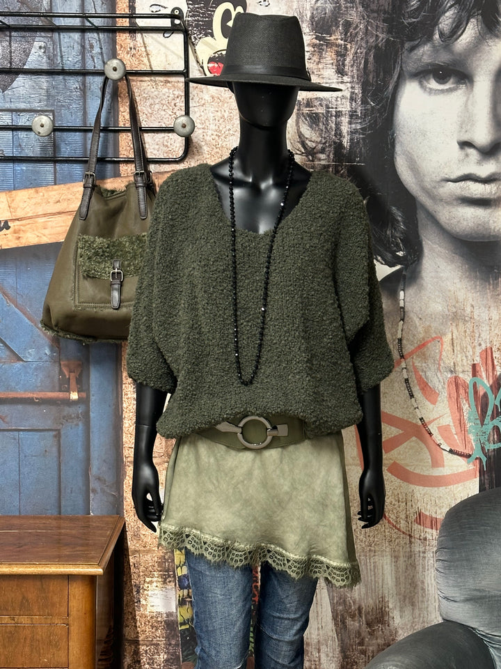 Asymmetrisches einfarbiges Caraco aus Seide & Viskose (42/46) MADE IN 🇮🇹