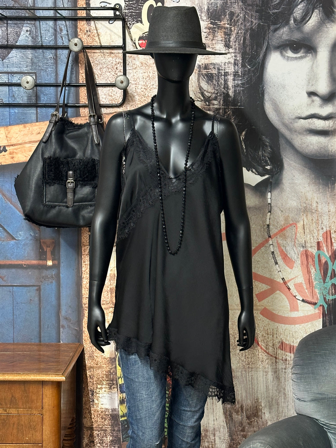 Asymmetrisches einfarbiges Caraco aus Seide & Viskose (42/46) MADE IN 🇮🇹