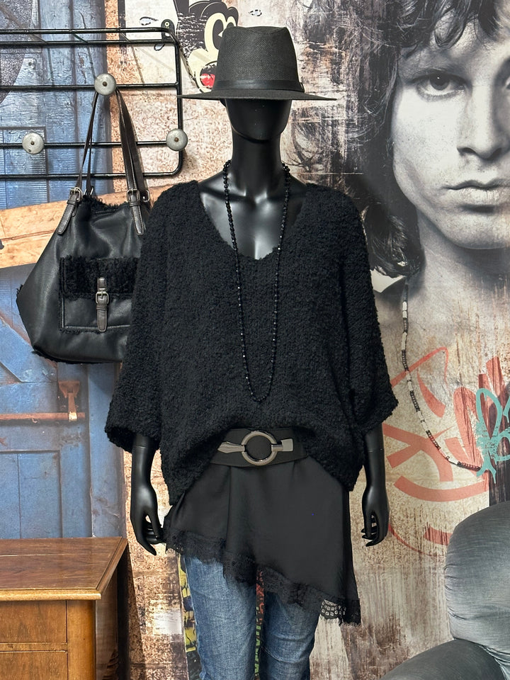 Asymmetrisches einfarbiges Caraco aus Seide & Viskose (42/46) MADE IN 🇮🇹