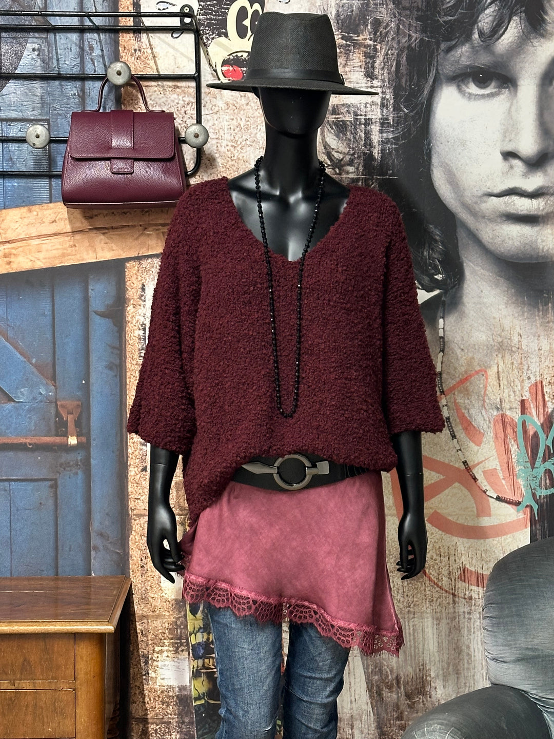 Asymmetrisches einfarbiges Caraco aus Seide & Viskose (42/46) MADE IN 🇮🇹