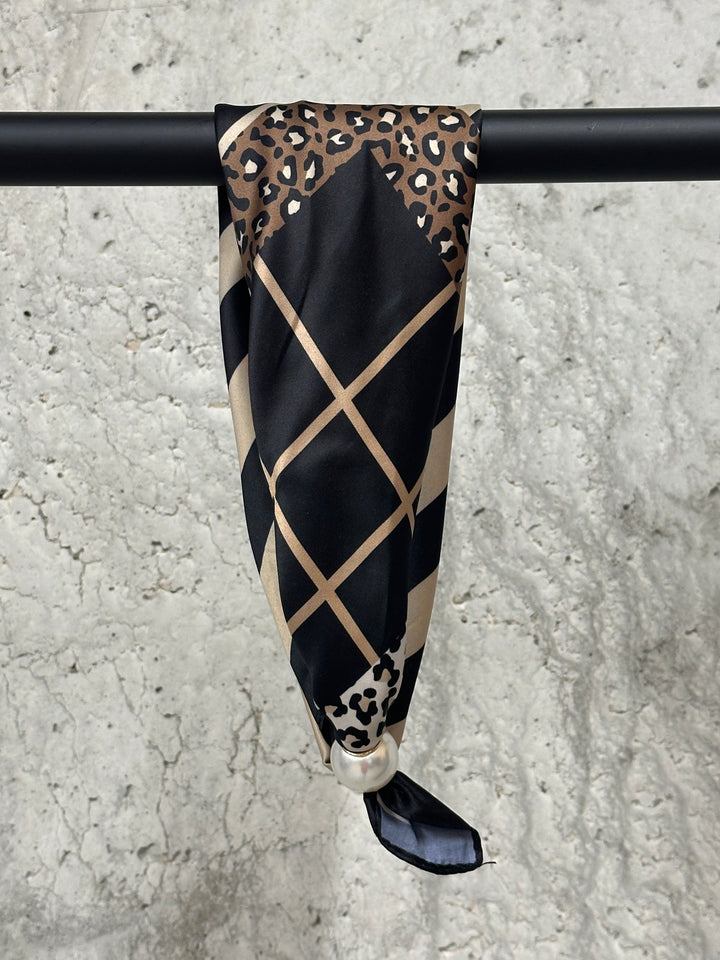 Foulard/tour de cou magnétique "Louna" motifs ligne &amp; léopard