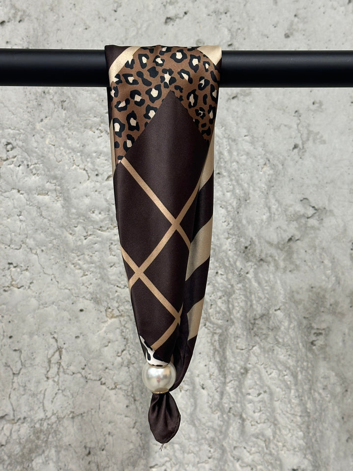 Foulard/tour de cou magnétique "Louna" motifs ligne &amp; léopard