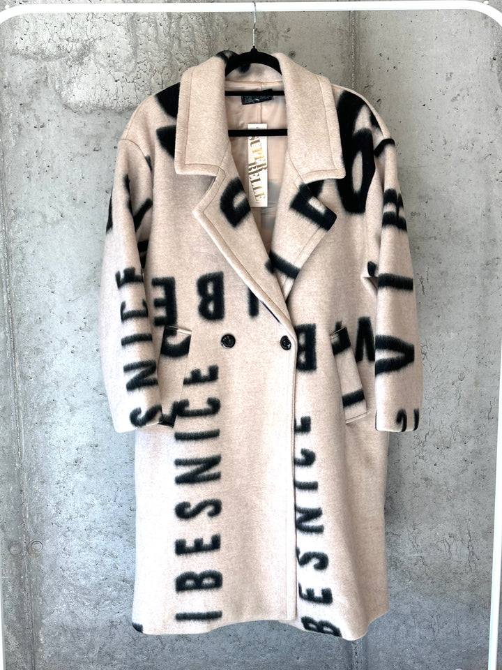 Wintermantel mit "Typografie"-Muster (38/44) MADE IN 🇮🇹