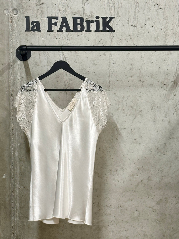 Top 100% viscose "Esteban" manches courtes dentelle 38/42 MADE IN ITALY