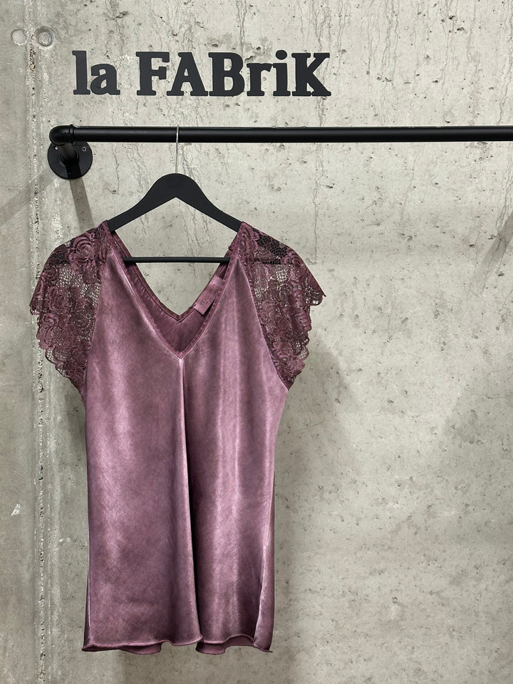 Top 100% viscose "Esteban" manches courtes dentelle 38/42 MADE IN ITALY
