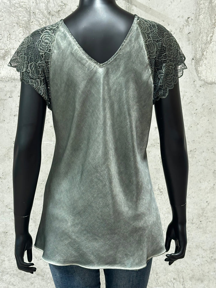 Top 100% viscose "Esteban" manches courtes dentelle 38/42 MADE IN ITALY