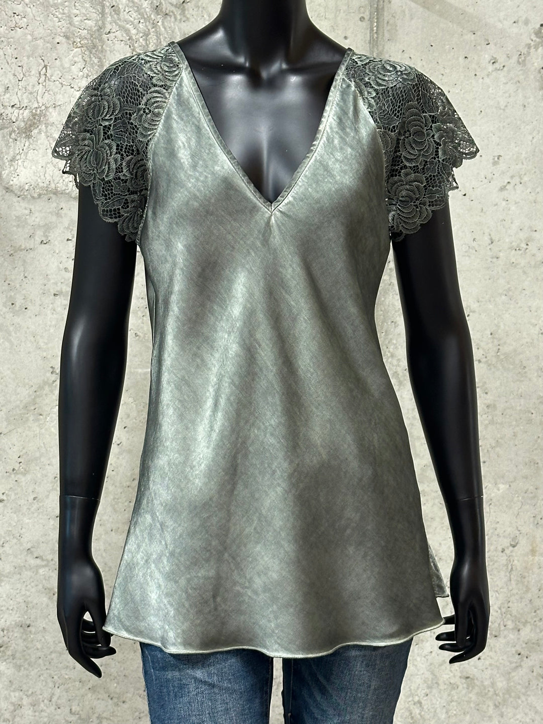 Top 100% viscose "Esteban" manches courtes dentelle 38/42 MADE IN ITALY