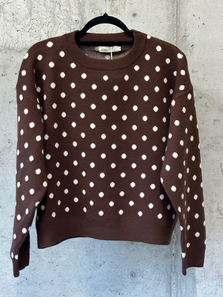 Retro-Pullover mit Punktemuster und Rundhalsausschnitt (36/38)