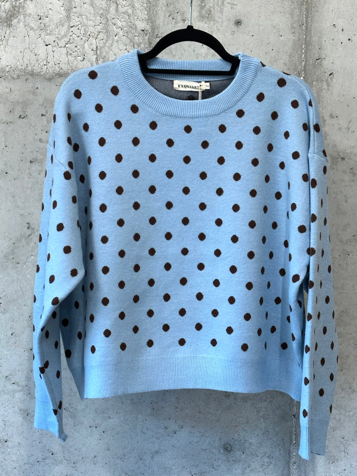 Retro-Pullover mit Punktemuster und Rundhalsausschnitt (36/38)