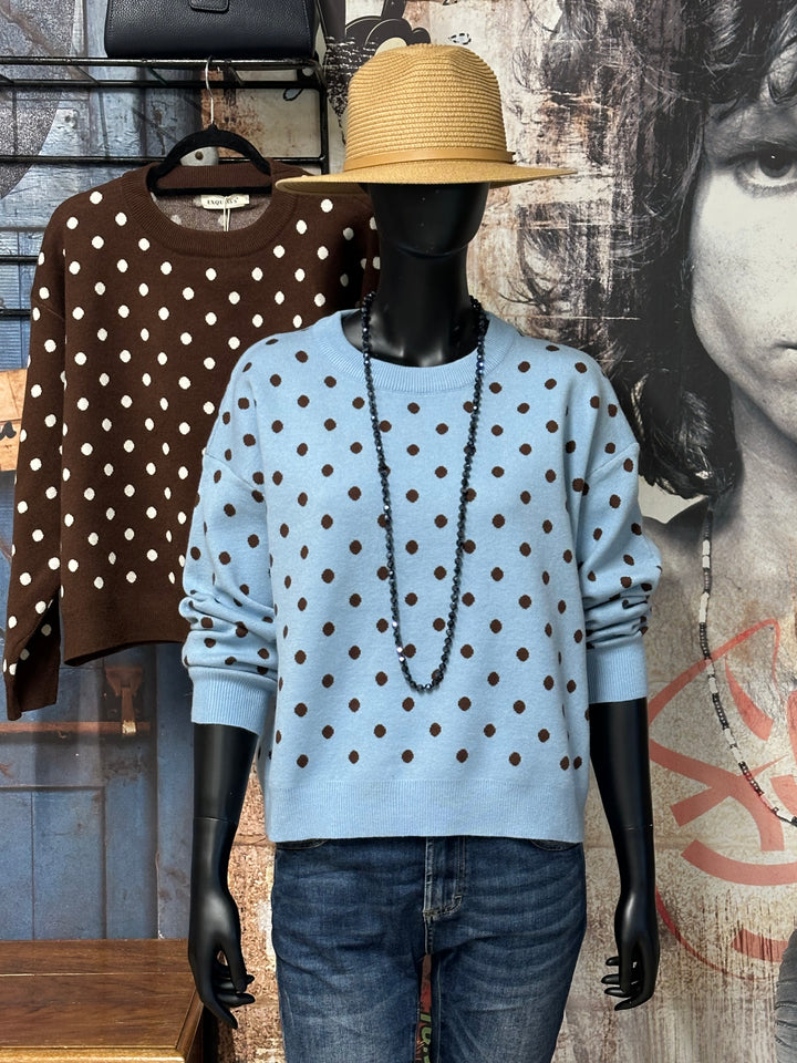 Retro-Pullover mit Punktemuster und Rundhalsausschnitt (36/38)