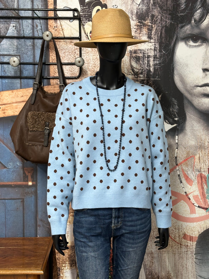 Retro-Pullover mit Punktemuster und Rundhalsausschnitt (36/38)