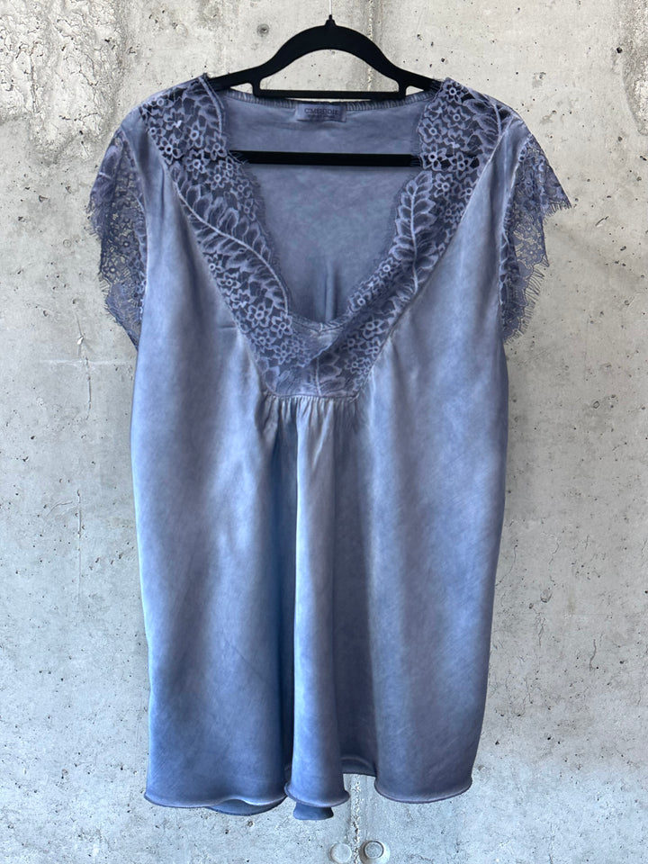 Satin-Top mit kurzen Ärmeln aus Viskose und Seide (42/46) MADE IN 🇮🇹