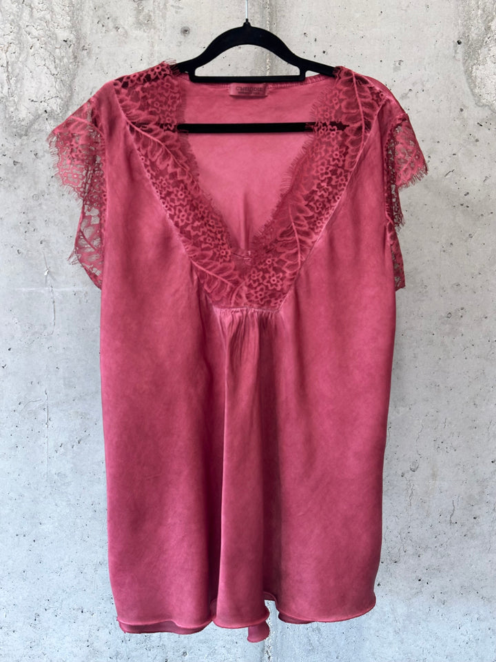 Satin-Top mit kurzen Ärmeln aus Viskose und Seide (42/46) MADE IN 🇮🇹