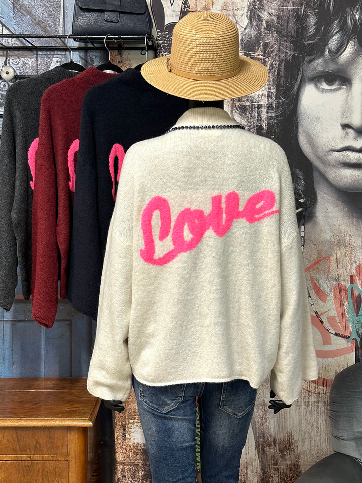 Strickpullover "Love" Stehkragen (38/42) MADE IN 🇮🇹