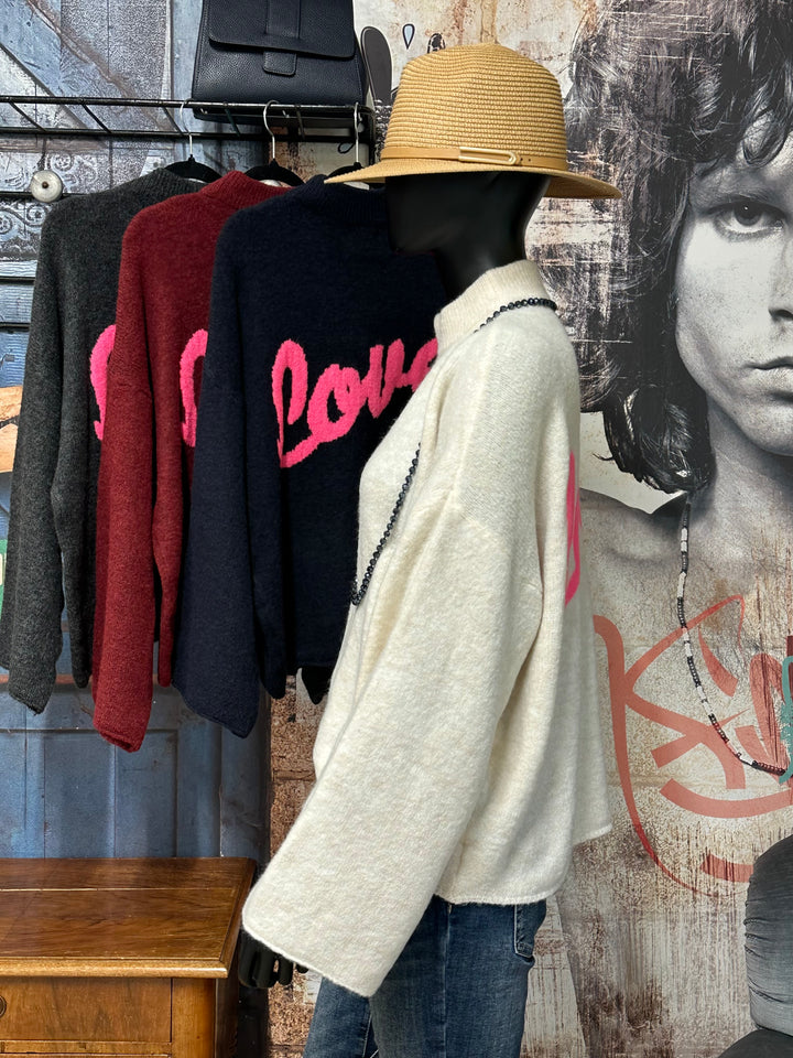 Strickpullover "Love" Stehkragen (38/42) MADE IN 🇮🇹