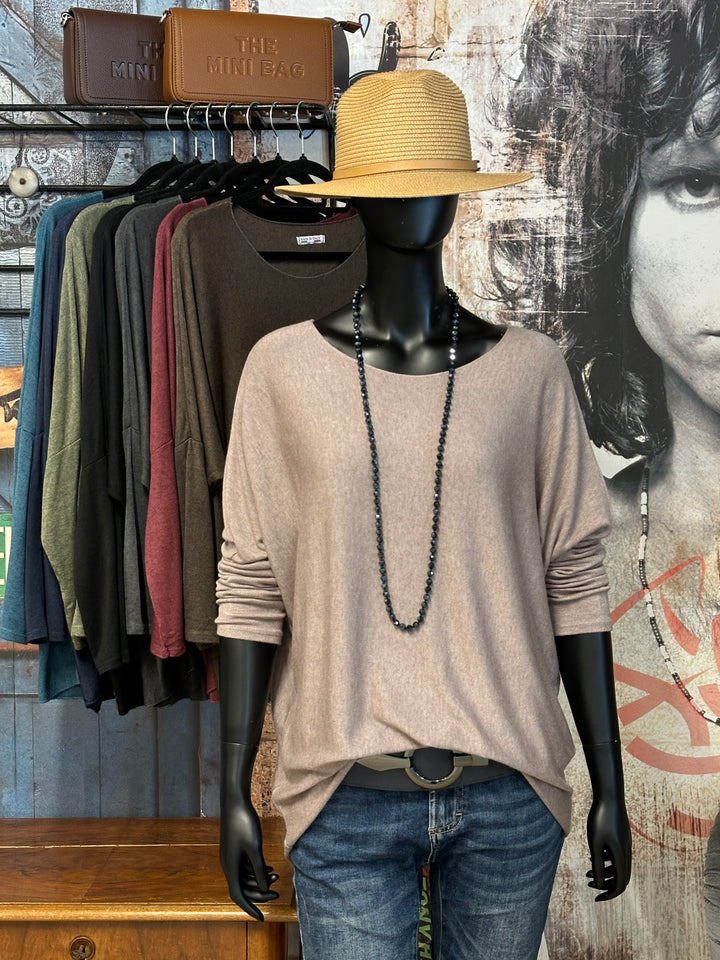 Pullover mit Rundhalsausschnitt fließend & basic (38/42) MADE IN 🇮🇹