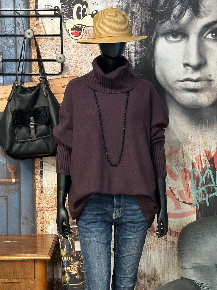 Auberginefarbener Rollkragenpullover (40/44) MADE IN 🇮🇹