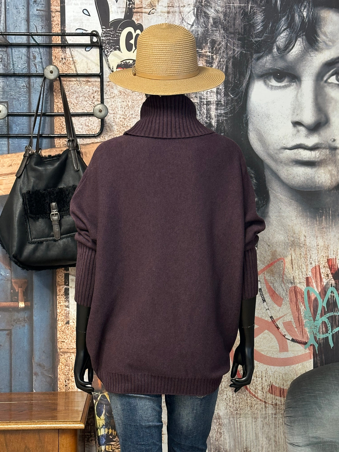 Auberginefarbener Rollkragenpullover (40/44) MADE IN 🇮🇹