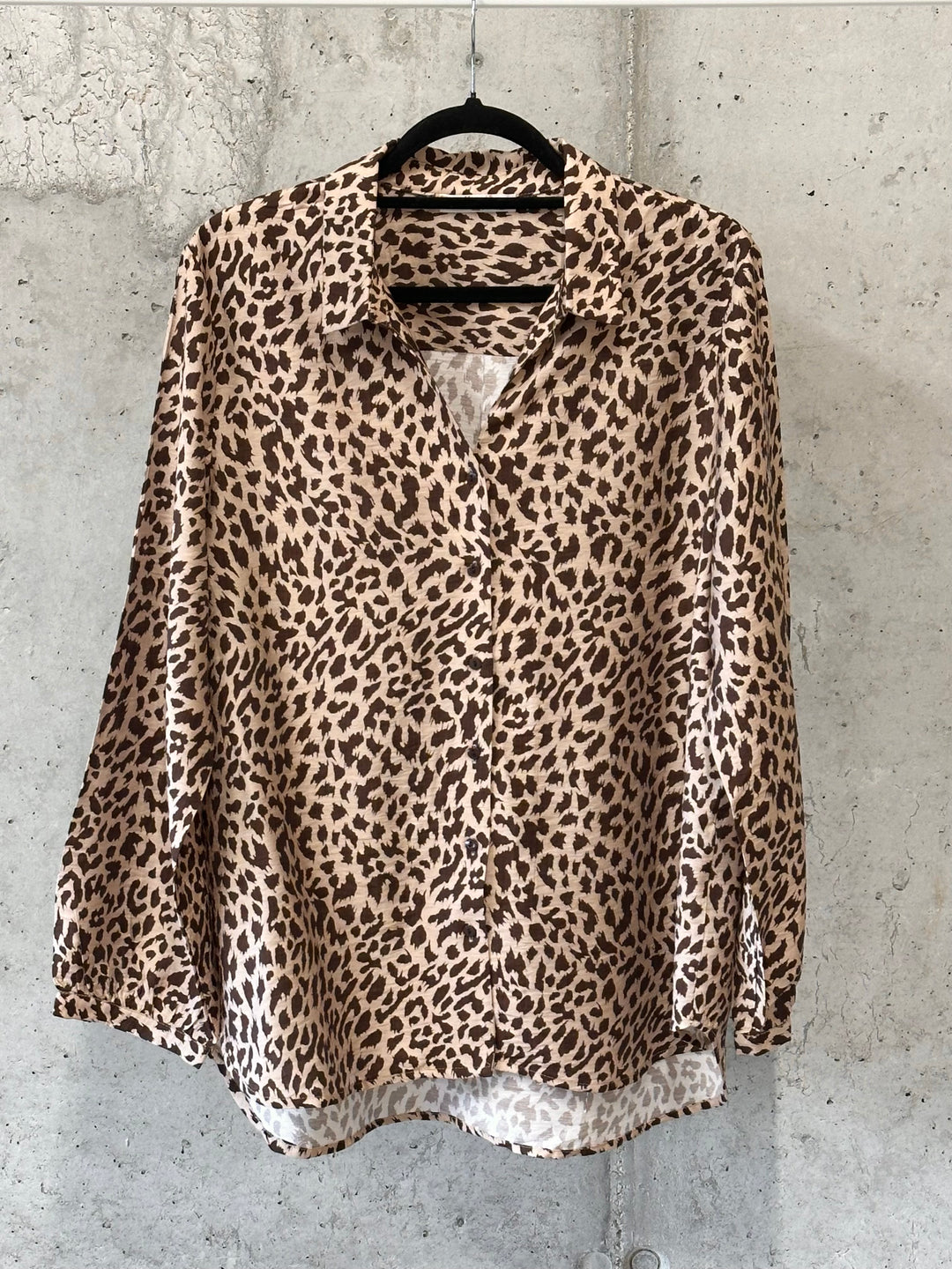Fließende Bluse "Leopard" beige & choco (40 bis 46)