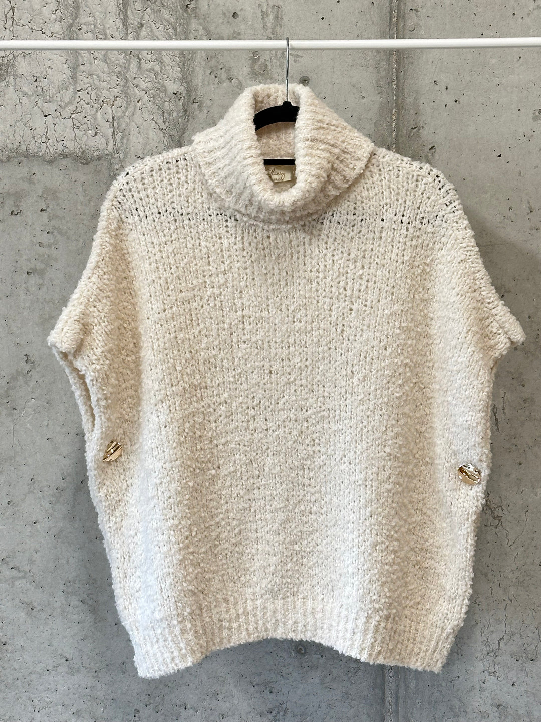 Poncho/Pullover Bouclé Rollkragen ecru( 40/44) MADE IN 🇮🇹