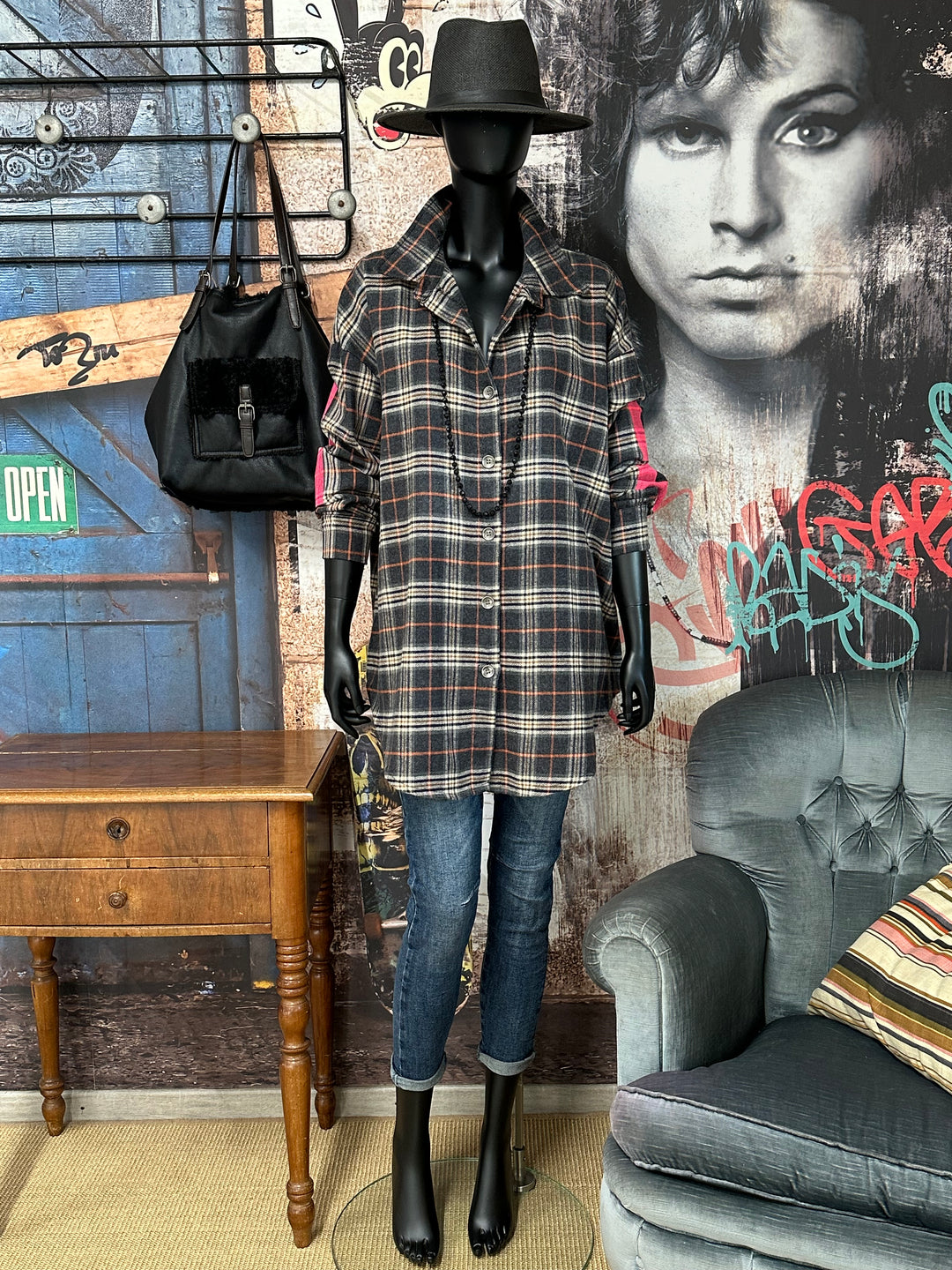 Langes kariertes Hemd "BELIVE" (42/48) MADE IN 🇮🇹