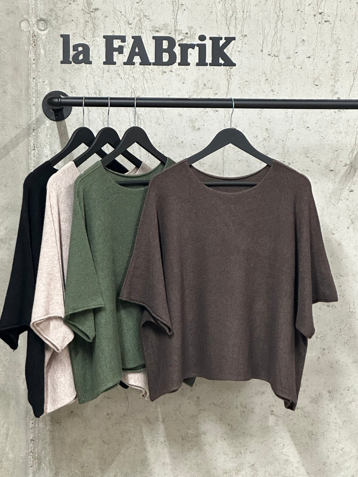 Pull manches courtes court & oversize "Camélia" (42/48) MADE IN ITALY