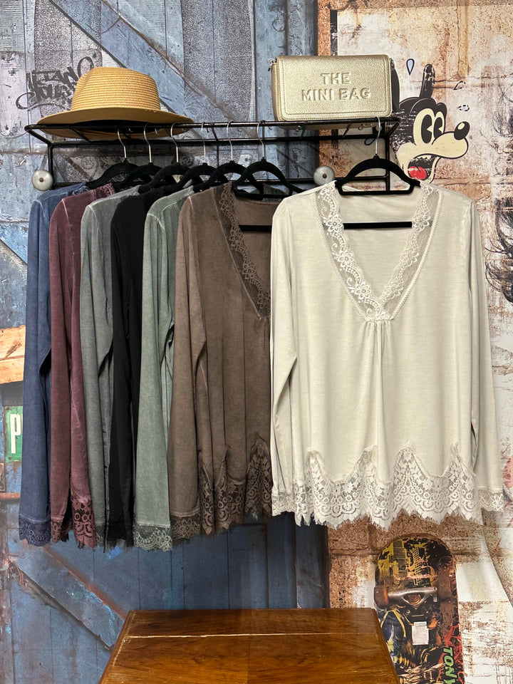 Top fluide dentelle & manches longues (38/42) MADE IN 🇮🇹