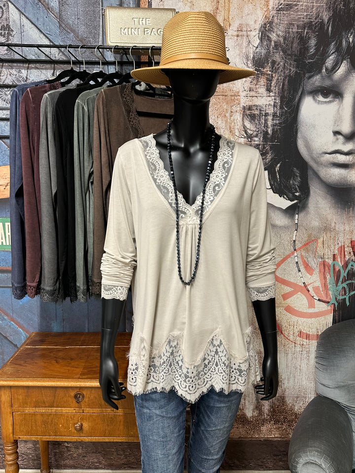 Top fluide dentelle & manches longues (38/42) MADE IN 🇮🇹