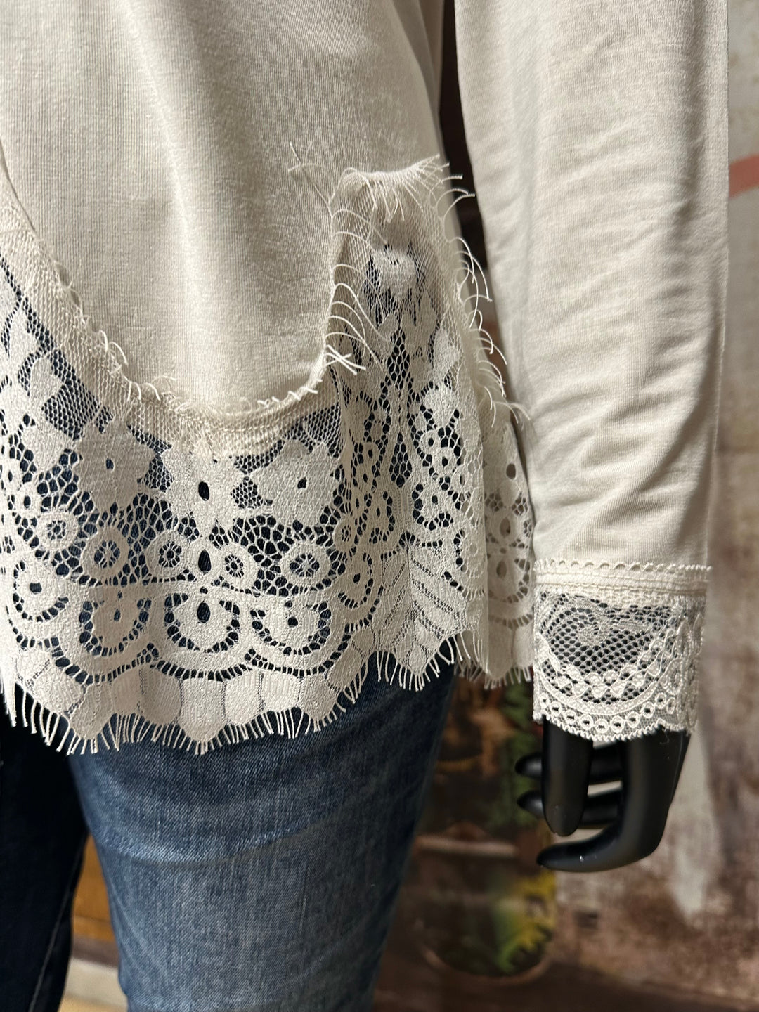 Top fluide dentelle & manches longues (38/42) MADE IN 🇮🇹