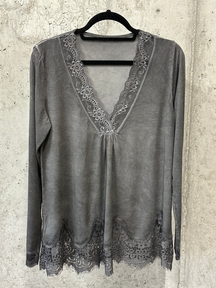 Top fluide dentelle & manches longues (38/42) MADE IN 🇮🇹