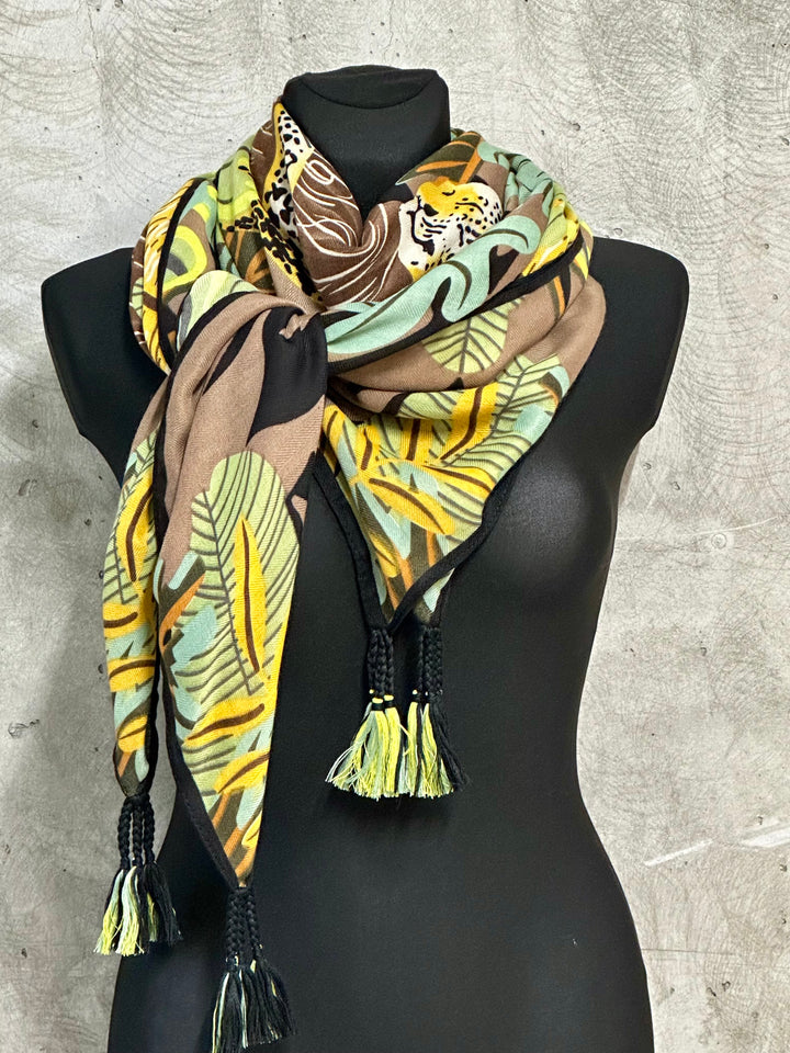 Foulard carré imprimé Tropical «Liv»