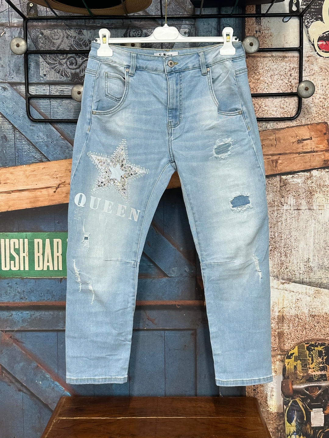 Hellblaue Jeans „Quenn Star“ (S ➡️ XL)