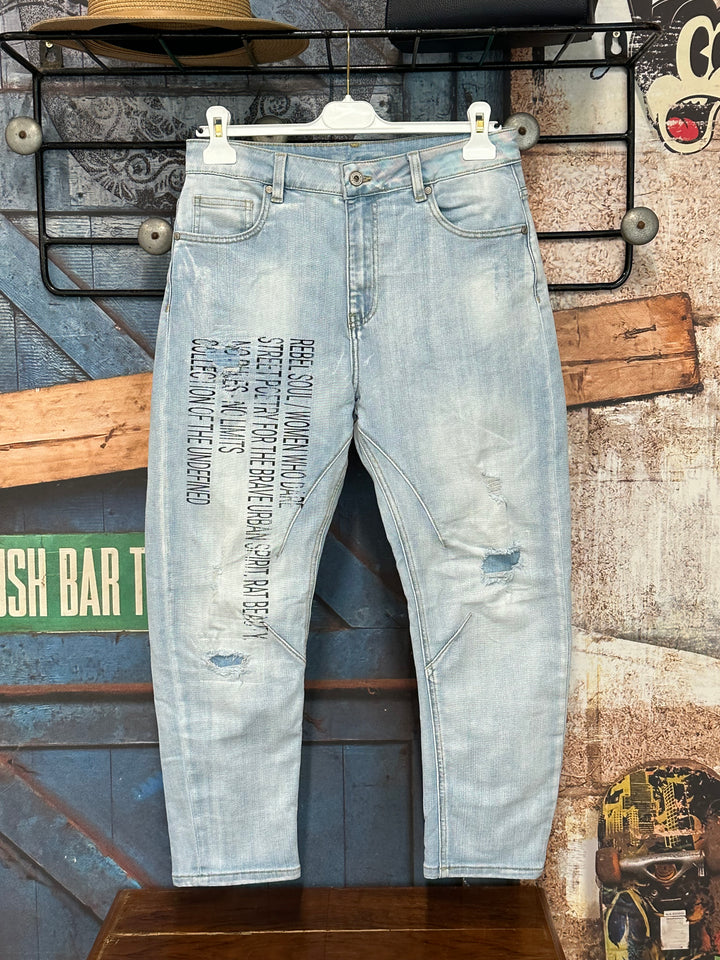 Hellblaue Jeans „Rebelle & Urbain” (S ➡️ XL)