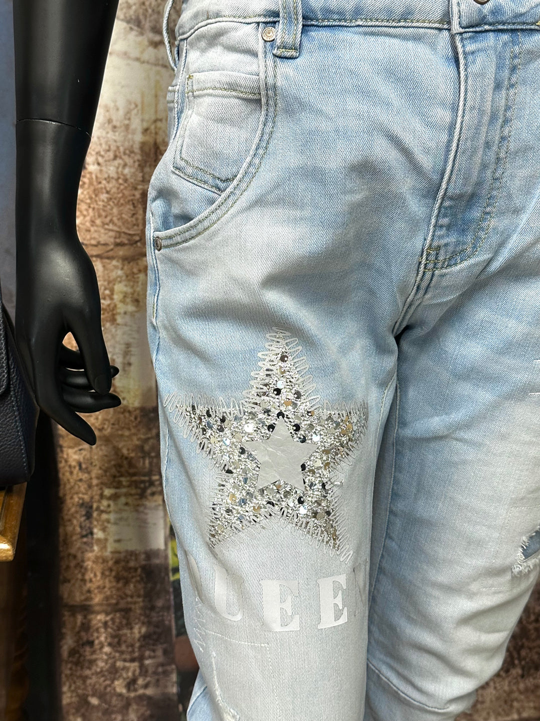 Hellblaue Jeans „Quenn Star“ (S ➡️ XL)