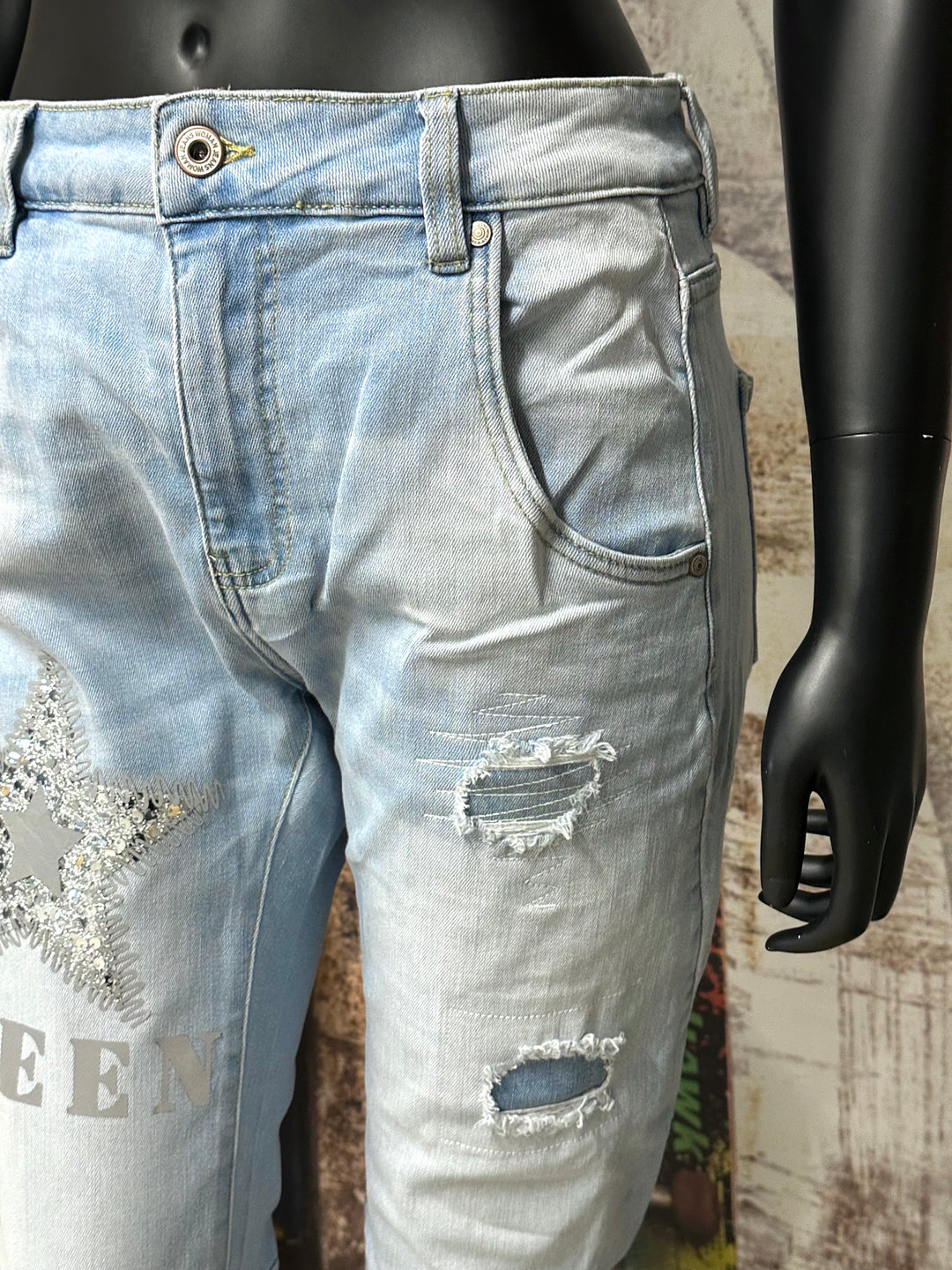 Hellblaue Jeans „Quenn Star“ (S ➡️ XL)