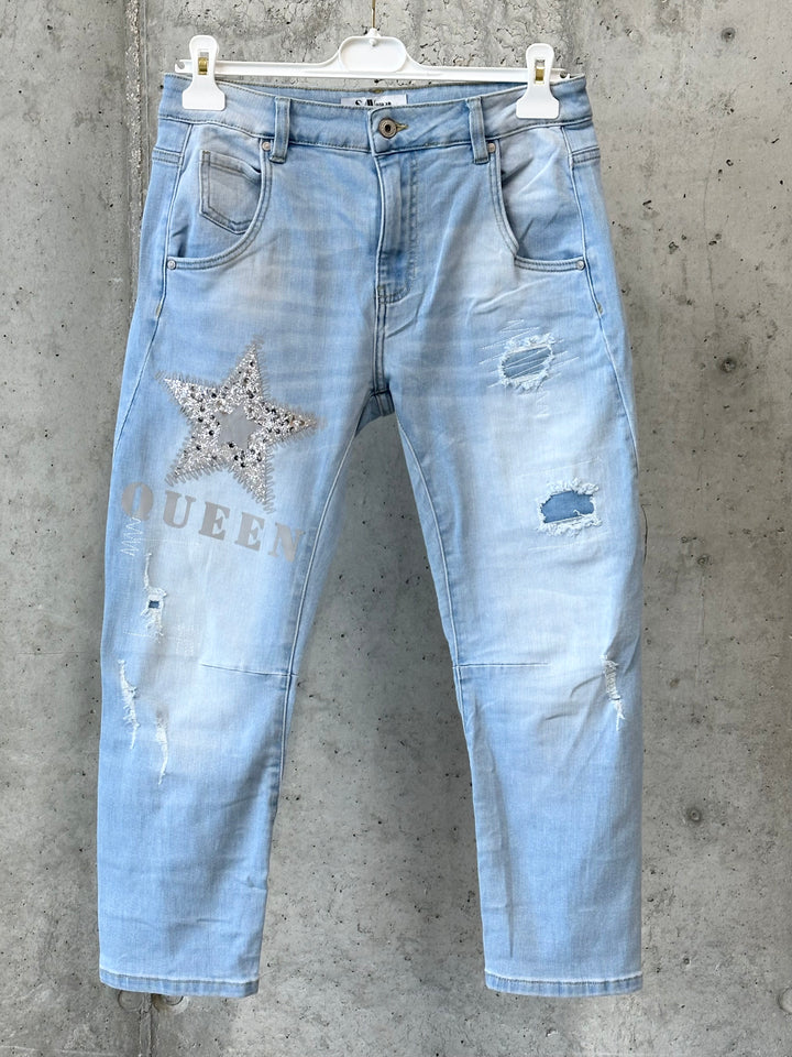 Hellblaue Jeans „Quenn Star“ (S ➡️ XL)