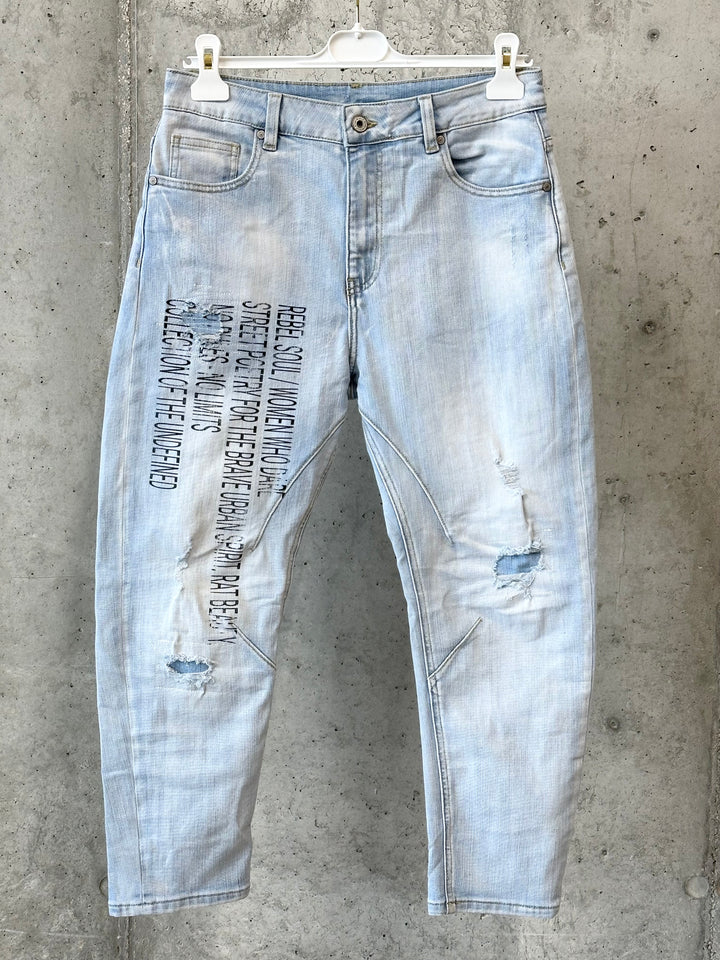 Hellblaue Jeans „Rebelle & Urbain” (S ➡️ XL)