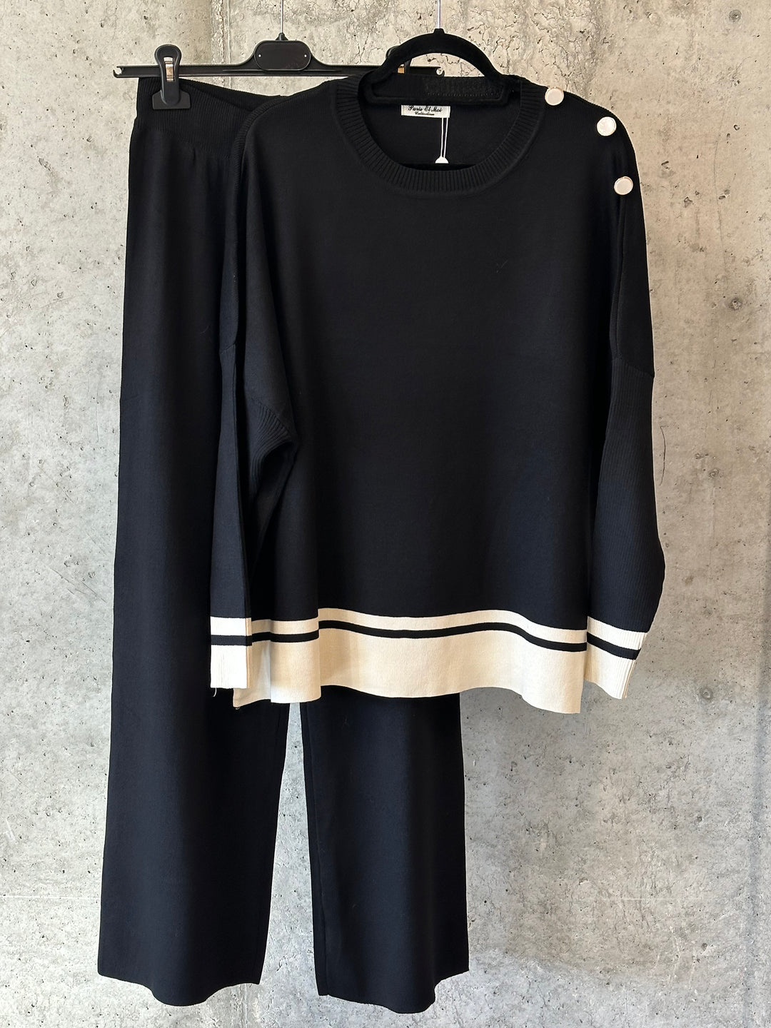 2-teiliges Set in sportlich-elegantem Schwarz und Ecru (38/44)