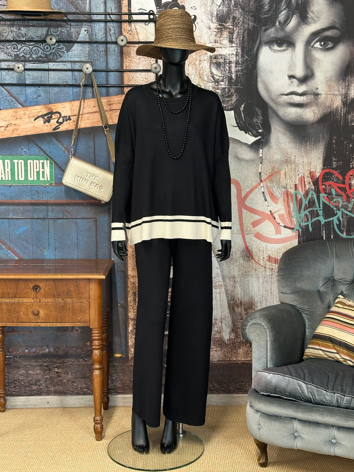 2-teiliges Set in sportlich-elegantem Schwarz und Ecru (38/44)