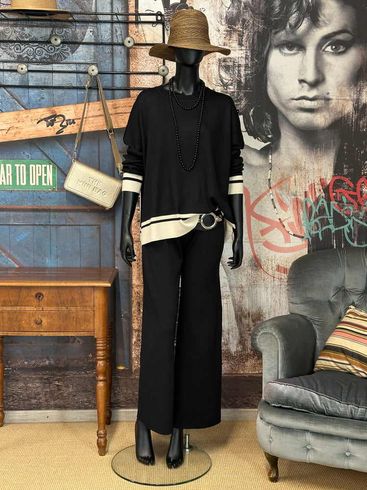 2-teiliges Set in sportlich-elegantem Schwarz und Ecru (38/44)