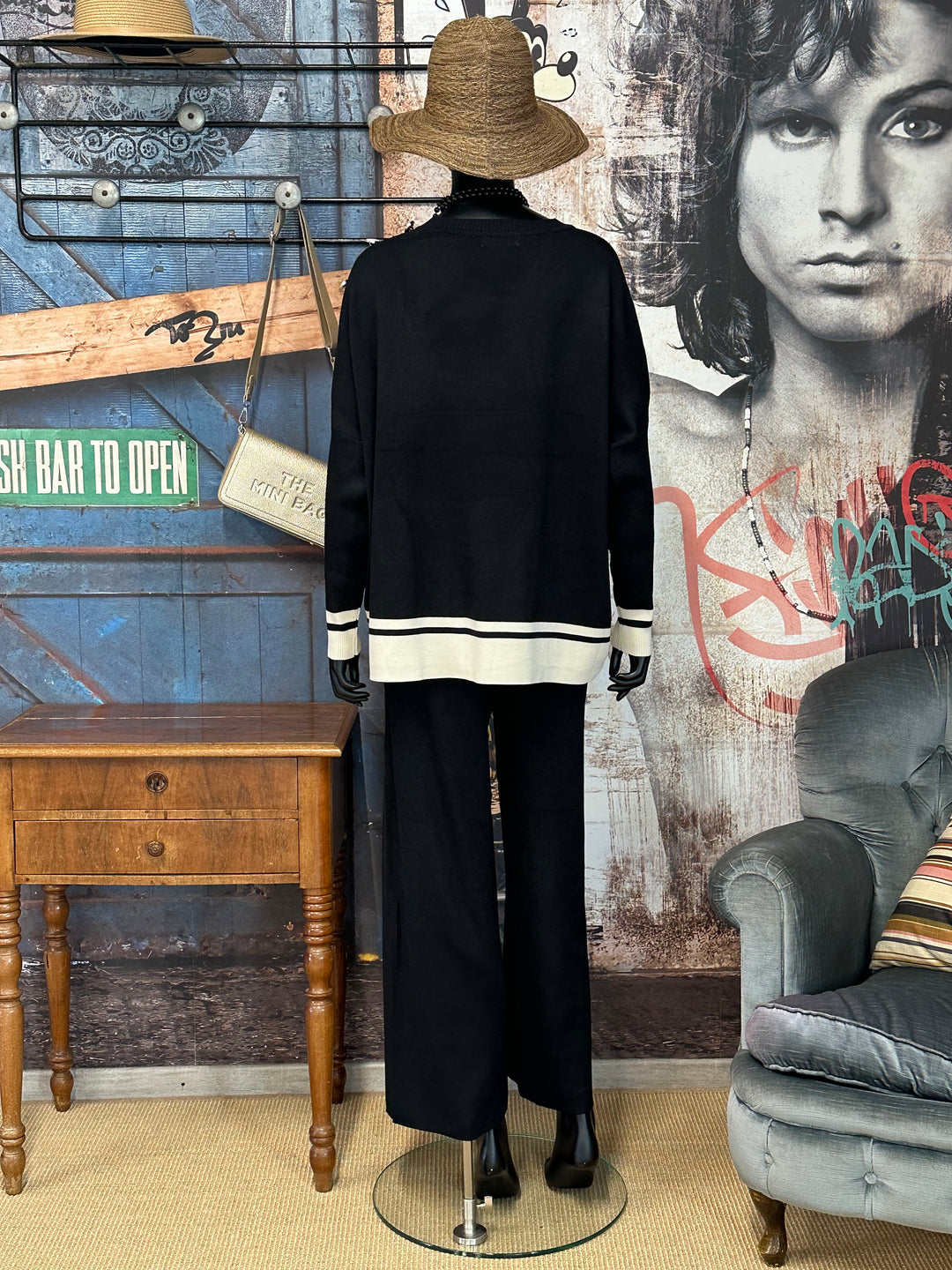 2-teiliges Set in sportlich-elegantem Schwarz und Ecru (38/44)