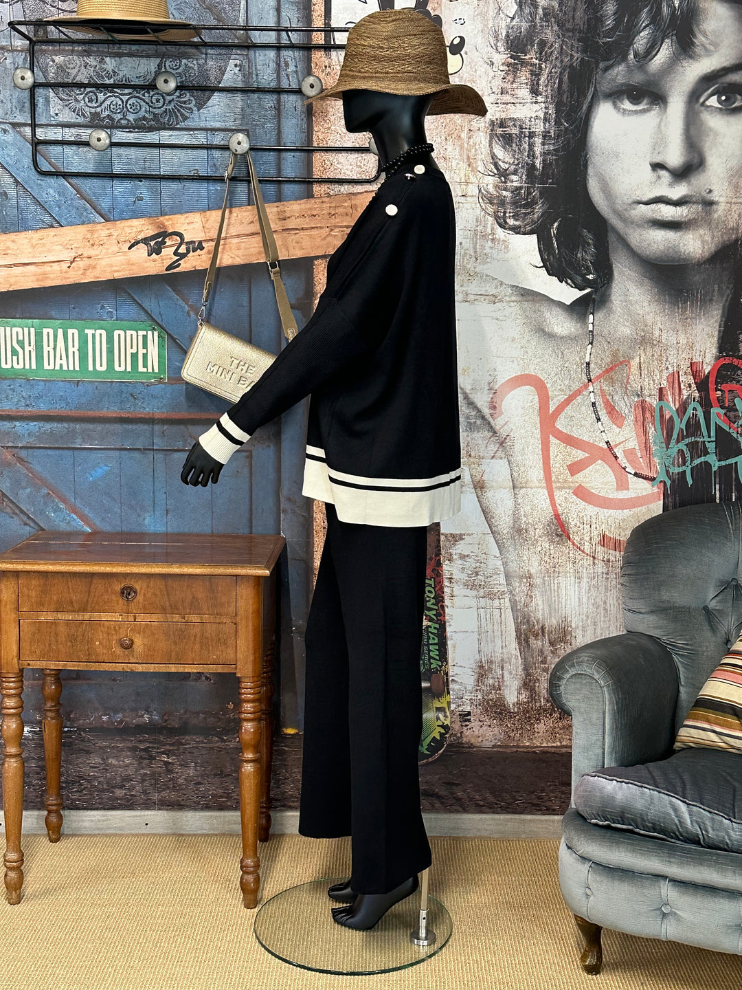 2-teiliges Set in sportlich-elegantem Schwarz und Ecru (38/44)