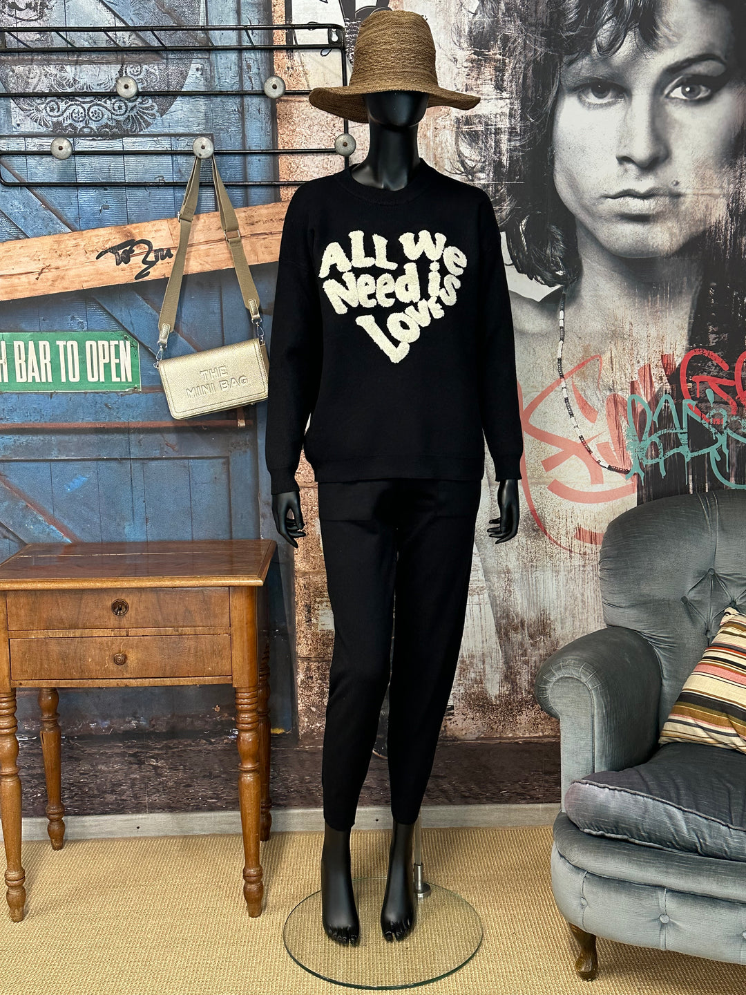 2-teiliges Relax-Set in Schwarz und Ecru (36/40)